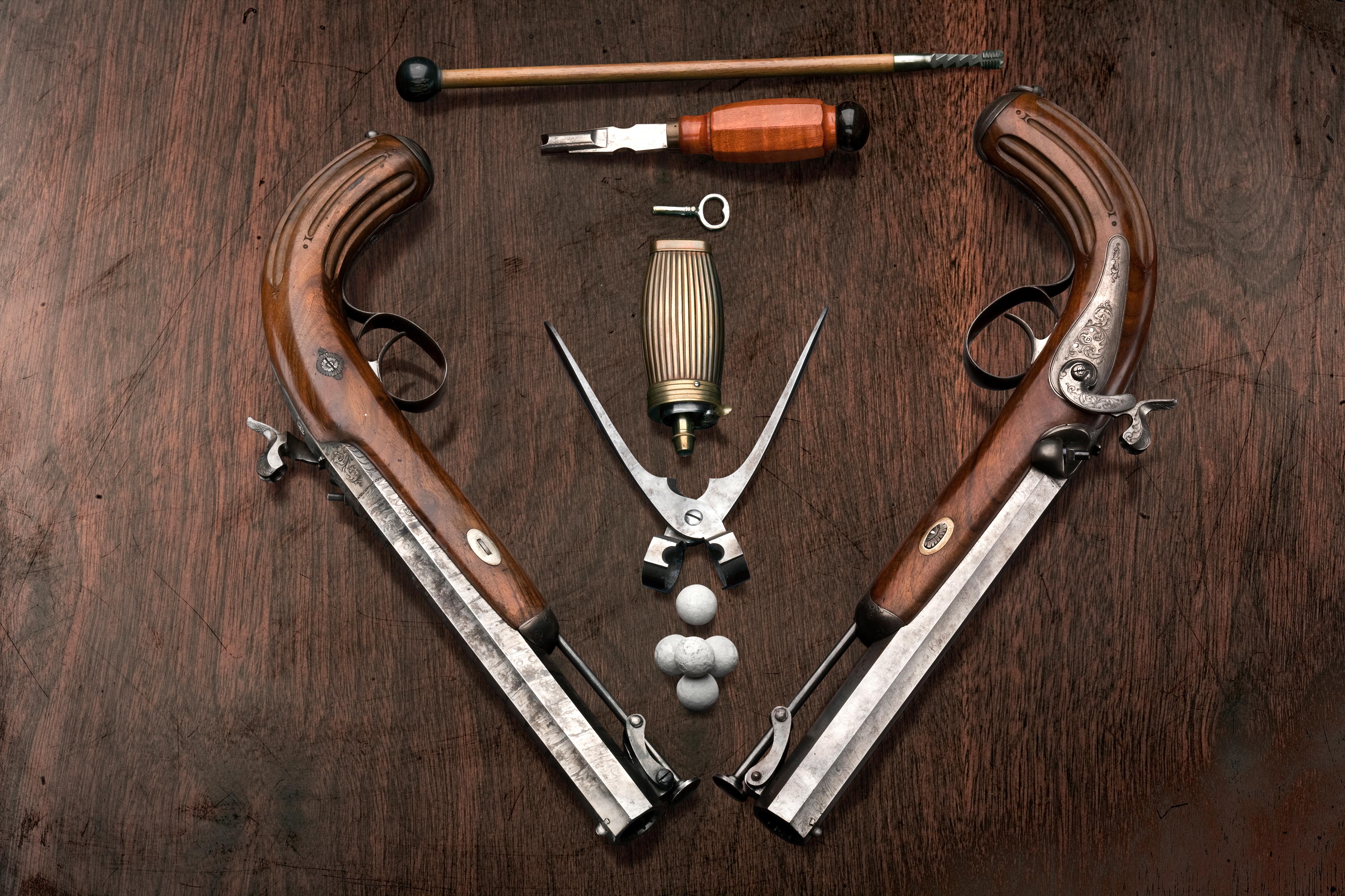 Picture of a set of flitlock pistols